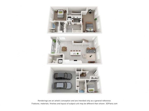 Floor plan for 3 beds, 3.5 baths, 1848 sqft